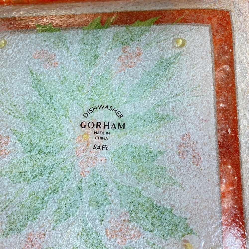 Christmas Gorham Dishes w Hollies set of 3 - Picture 3 of 10